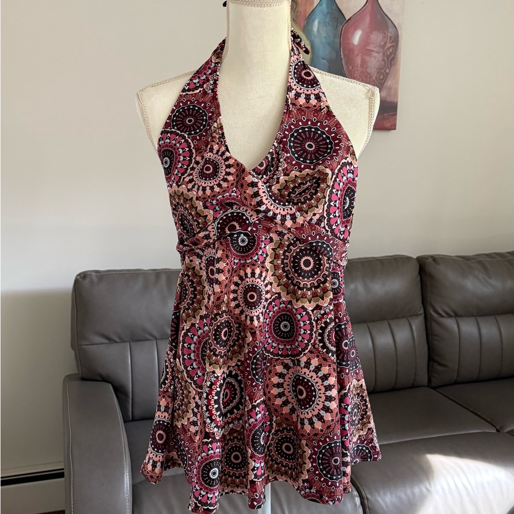 NWOT Never worn Younique Pink Red Halter Fitted Swim Top